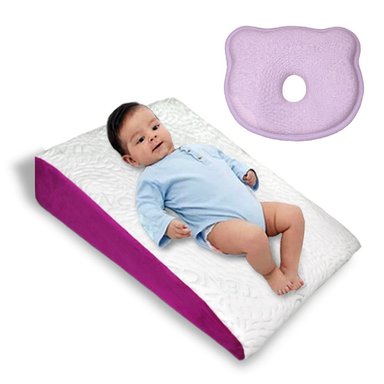 COJÍN TERAFLEX ANTIREFLUJO + ALMOHADA ANTICABEZA PLANA BEBÉ ROSADO 61 X 61 CM