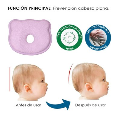 COJÍN TERAFLEX ANTIREFLUJO + ALMOHADA ANTICABEZA PLANA BEBÉ ROSADO 61 X 61 CM - 5