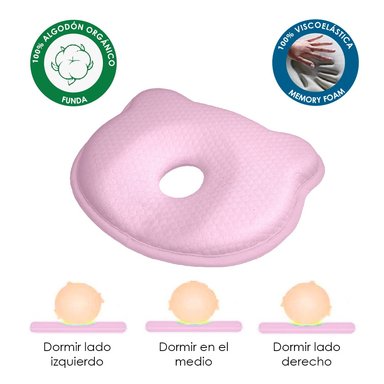 COJÍN TERAFLEX ANTIREFLUJO + ALMOHADA ANTICABEZA PLANA BEBÉ ROSADO 61 X 61 CM - 6
