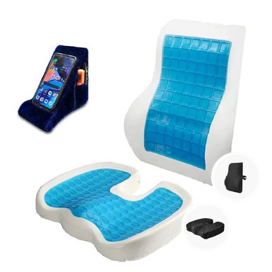 COJIN LUMBAR Y COJIN COXIS GEL TECH 4 FUNDAS - REGALO PORTA CELULAR  TERAFLEX