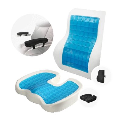 COJIN LUMBAR Y COJIN COXIS GEL TECH 4 FUNDAS - REGALO APOYABRAZOS TERAFLEX