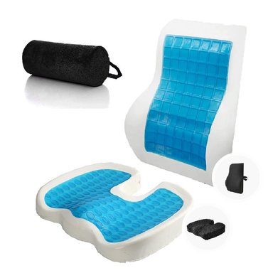 COJIN LUMBAR Y COJIN COXIS GEL TECH 4 FUNDAS - REGALO COJIN CERVICAL TERAFLEX