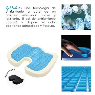 COJIN LUMBAR Y COJIN COXIS GEL TECH 4 FUNDAS - REGALO COJIN CERVICAL TERAFLEX - 5