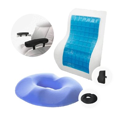 COJIN LUMBAR Y COJIN DONA GEL TECH - REGALO PAR APOYABRAZOS TERAFLEX