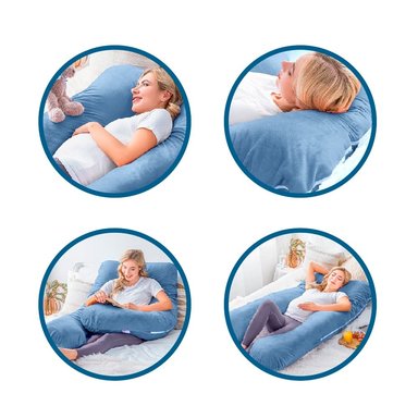 ALMOHADA EMBARAZO LACTANCIA MEMORY FOAM GEL CELESTE  Y REGALO ANTIFAZ  TERAFLEX - 4