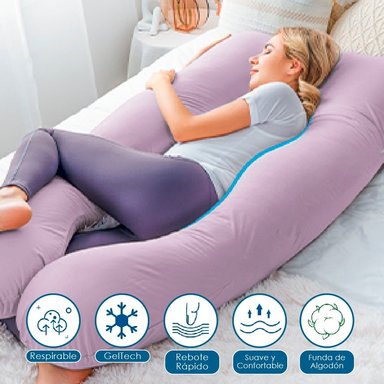 ALMOHADA EMBARAZO LACTANCIA MEMORY FOAM GEL ROSADO  Y REGALO ANTIFAZ  TERAFLEX - 3