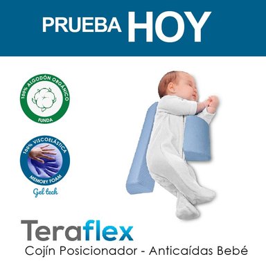 COJIN ANTICAÍDAS POSICINADOR BEBE MEMORY FOAM GEL CELESTE TERAFLEX 42X42X11 CM - 6