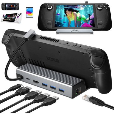 DOCK ESTACIÓN CARGA ASUS ROG ALLY STEAM DECK IPAD SOPORTE ETHERNET RED - 1