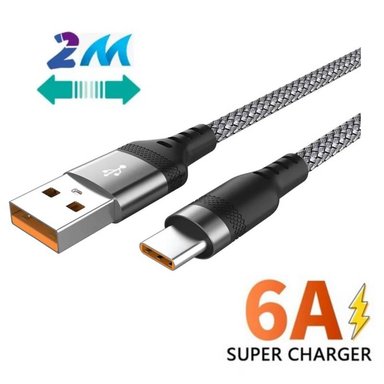 CABLE TIPO C A USB 65W 2 METROS LAPTOP HP ASUS LENOVO ACER DELL