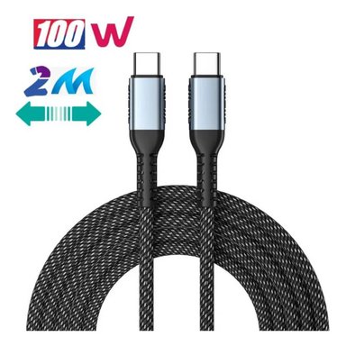 CABLE TIPO C 2 METROS NYLON CARGA RÁPIDA 5A ANDROID AUTO 100W - 1