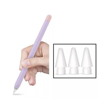 3 PUNTAS PENCIL TIP PARA APPLE PENCIL 2 Y FUNDA CASE PROTECTOR LILA - 1
