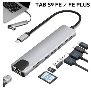 ADAPTADOR HUB TIPO C HDMI ETHERNET USB 3.0 MICRO SD GALAXY TAB S9 FE - 1