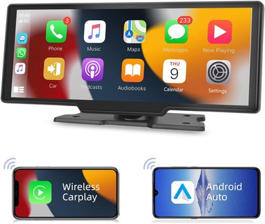PANTALLA COMPATIBLE CON CARPLAY Y ANDROID AUTO INALAMBRICO AUTORADIO BLUETOOTH - 1