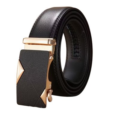 CORREA CINTURON HOMBRE ELEGANTE CUERO PU NEGRO IMPORTADO DORADO