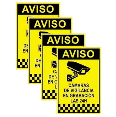 04 STICKER camara SEGURIDAD VIGILANCIA 24 HORAS ANTI ROBO LADRONES
