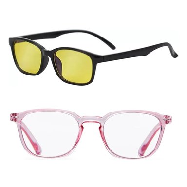 2 LENTES ANTI LUZ AZUL COMPUTADORA PC GAMER Y ROSADO X2 - 1