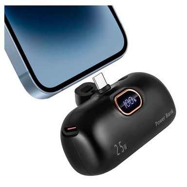 MINI CARGADOR PORTÁTIL DEMGEL DE-2028 PARA ANDROID Y IPHONE 6500 MAH PD 25W NEGRO - 2