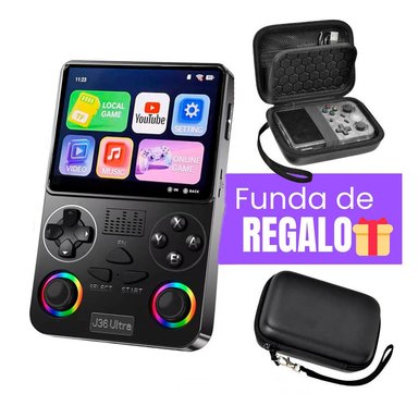 CONSOLA DE VIDEOJUEGOS PORTÁTIL RETRO J36 ULTRA HD NEGRO FUNDA GRATIS - 1