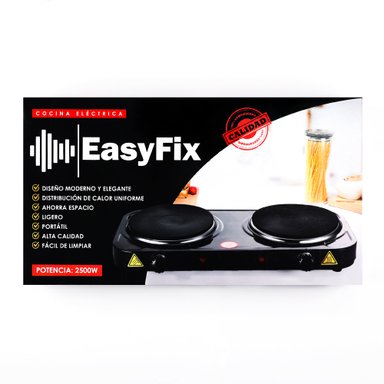 COCINA ELÉCTRICA EASYFIX 2 HORNILLAS NEGRA | Negro