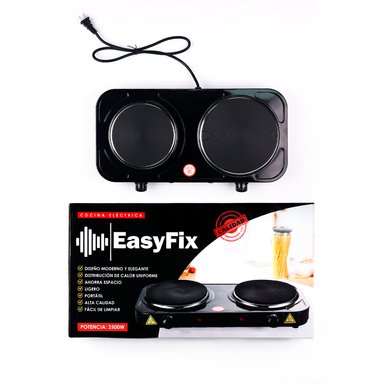 COCINA ELÉCTRICA EASYFIX 2 HORNILLAS NEGRA | Negro - 2