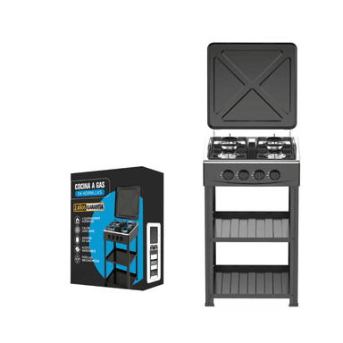 Cocina de Pie a Gas de 4 hornillas Acero Inoxidable