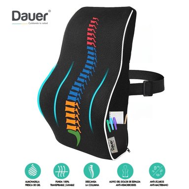 COJÍN RESPALDAR LUMBAR DAUER GEL TECH VISCOELASTICO DE BAMBU CON BOLSILLO Y FORRO NEGRO - 4