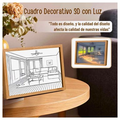 CUADRO DECORATIVO TENDENCIA'S LAMPARA LUMINOSO 3D ESTILO NORDICO 3 MODOS DE LUZ