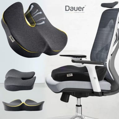 ASIENTO COJÍN 3D ERGONÓMICO DAUER NEGRO BAMBÚ MEJORA LA POSTURA FORRO SUAVE Y ASA DE TRANSPORTE - 1