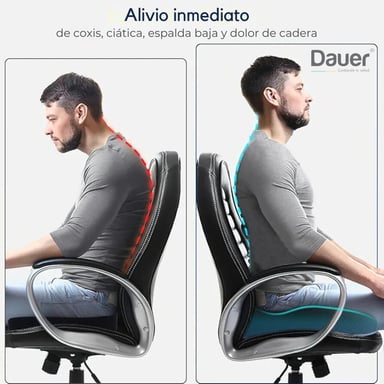 ASIENTO COJÍN 3D ERGONÓMICO DAUER NEGRO BAMBÚ MEJORA LA POSTURA FORRO SUAVE Y ASA DE TRANSPORTE - 2