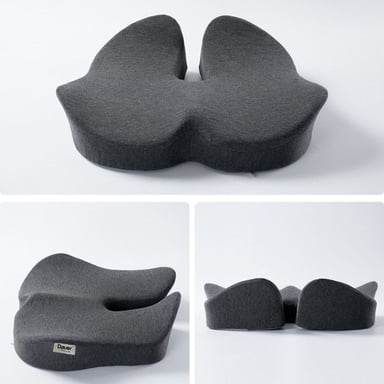 ASIENTO COJÍN 3D ERGONÓMICO DAUER NEGRO BAMBÚ MEJORA LA POSTURA FORRO SUAVE Y ASA DE TRANSPORTE - 4