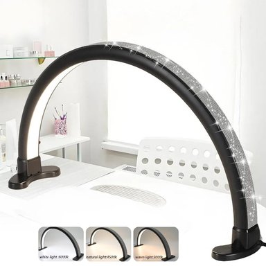 LAMPARA FUNLIGHT TECH DIAMOND NEGRO LED MODELO MEDIA LUNA MESA LUZ GRADUABLE IDEAL ESTETICA MANICURE PESTAÑAS