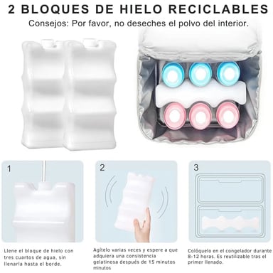2 BLOQUES HIELO DAUER BLANCO CON GEL REUTILIZABLE BOTELLAS BIBERONES BEBIDAS MANTIENE FRIO - 4