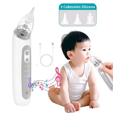 SUCCIONADOR NASAL ELÉCTRICO MUSICAL LIMPIADOR SACA MOCOS INCLUYE 3 BOQUILLAS