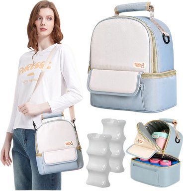 COOLER BAG DE LECHE BOLSO CONSERVADOR TÉRMICO CELESTE + 2PORTA HIELO