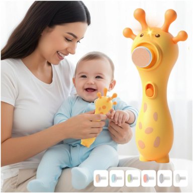 KIT PULIDOR DE UÑAS DE BEBE JIRAFA ELÉCTRICO 6 EN 1 CON LUZ LED Y SILENCIOSO