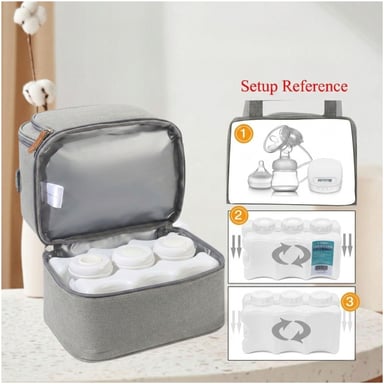 COOLER BAG DE LECHE BOLSO CONSERVADOR TÉRMICO PLOMO + 2PORTA HIELO CONTORNEADO - 4