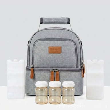 KIT COOLER BAG DOBLE COMPORTAMIENTO DAUER + 2 PORTA HIELO CONTONEADO +3BOTELLAS DE ALMACENAMIENTO - 1