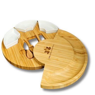 TABLA HELIOS ECOGRILL MADERA NATURAL GRANDE QUESO CHARCUTERIA PREMIUN REDONDA BAMBU