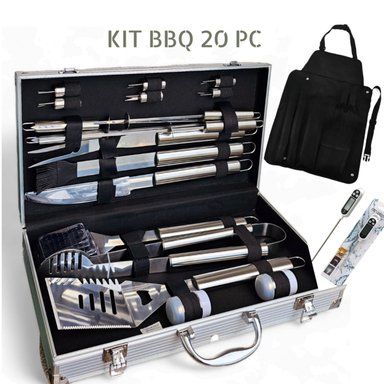 SET ACCESORIOS COCINA HELIOS ECOGRILL MLA2 ACERO PARRILLERO GRANDE X 20 UTENSILIOS PARRILLAS ASADOS MALETIN PREMIUM - 1