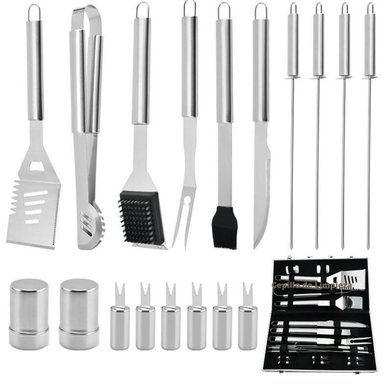 SET ACCESORIOS COCINA HELIOS ECOGRILL MLA2 ACERO PARRILLERO GRANDE X 20 UTENSILIOS PARRILLAS ASADOS MALETIN PREMIUM - 2