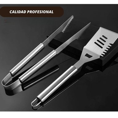 SET ACCESORIOS COCINA HELIOS ECOGRILL MLA2 ACERO PARRILLERO GRANDE X 20 UTENSILIOS PARRILLAS ASADOS MALETIN PREMIUM - 3
