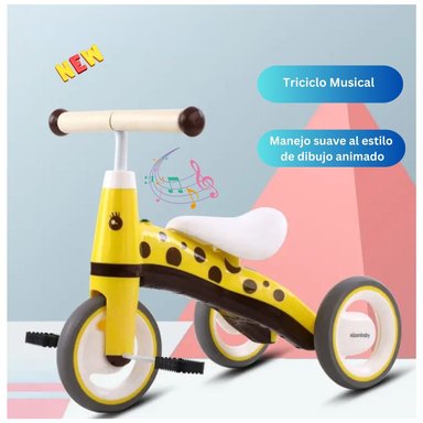 BICICLETA TRICICLO CORREPASILLOS PARA NIÑOS MUSICAL COLOR  AMARILLO