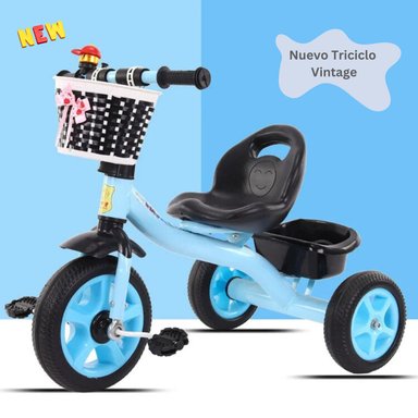 TRICICLO BICICLETA VINTAGE AZUL NIÑOS