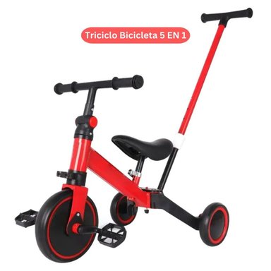 BICICLETA TRICICLO 5 EN 1 ROJO NIÑOS