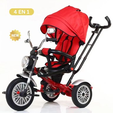 TRICICLO 4 EN 1 ROJO RECLINABLE Y GIRATORIO NIÑOS