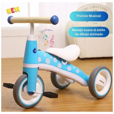 BICICLETA TRICICLO HELIOS ECOGRILL MUSICAL AZUL CORREPASILLOS MUSICAL NIÑO