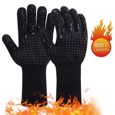 GUANTES PARRILLEROS DE ALTA TEMPERATURA CON PUNTOS ANTIDESLIZANTES NEGRO - 1