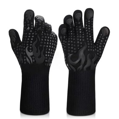 GUANTES PARRILLEROS DE ALTA TEMPERATURA CON PUNTOS ANTIDESLIZANTES NEGRO - 2