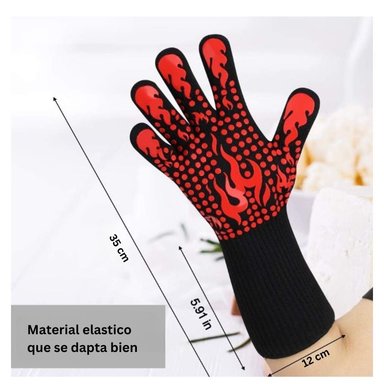 GUANTES PARRILLEROS DE ALTA TEMPERATURA CON PUNTOS ANTIDESLIZANTES NEGRO - 3