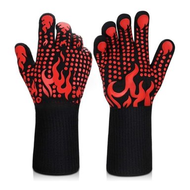 GUANTES PARRILLEROS DE ALTA TEMPERATURA CON PUNTOS ANTIDESLIZANTES ROJO - 2